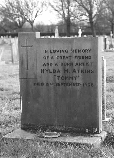 In loving memory of a great friend and a born artists: Hylda M Atkins "Tommy" Died 21st September 1968