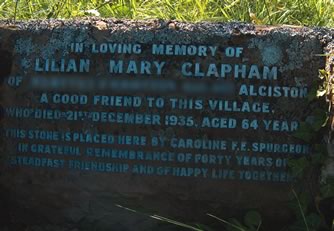 Lilian's gravestone in Alciston